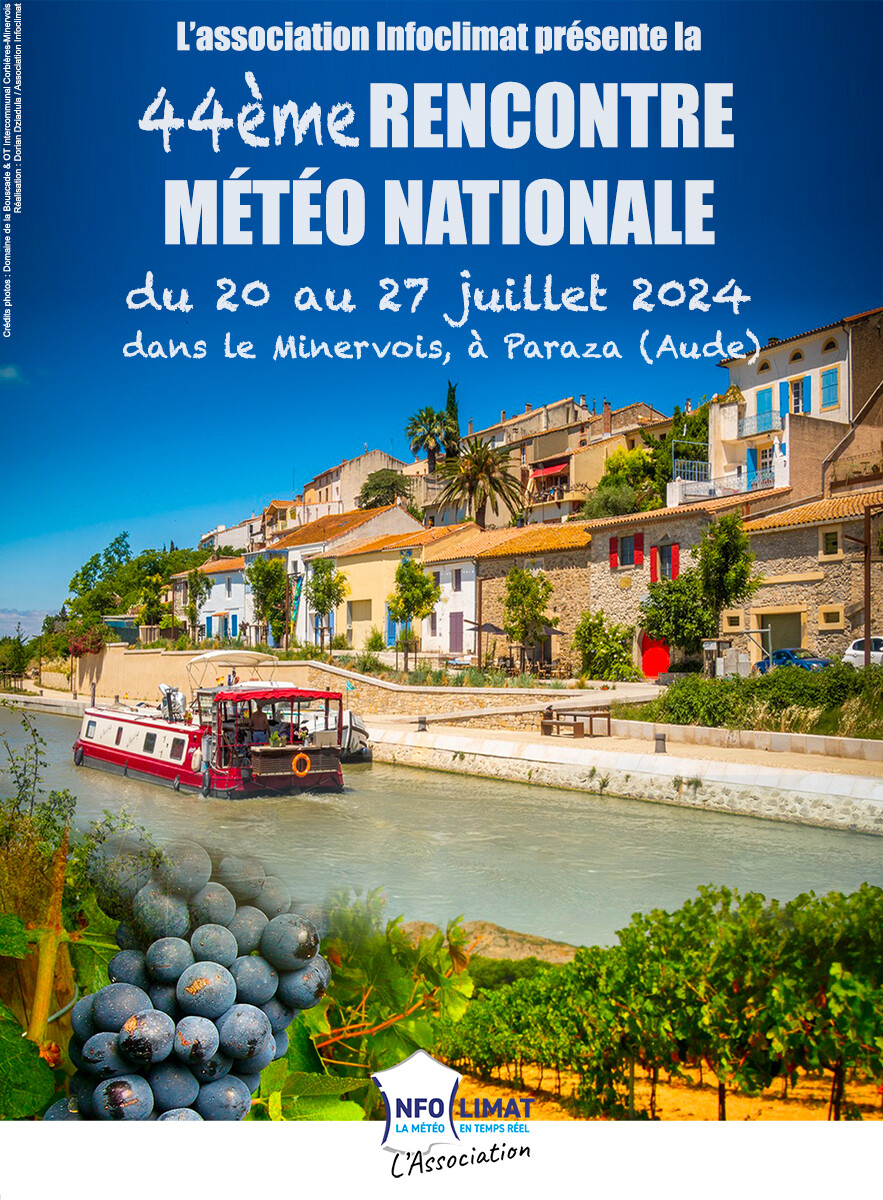 44e rencontre nationale Infoclimat - du 20 au 27 juillet 2024 à Paraza (Minervois - Aude)